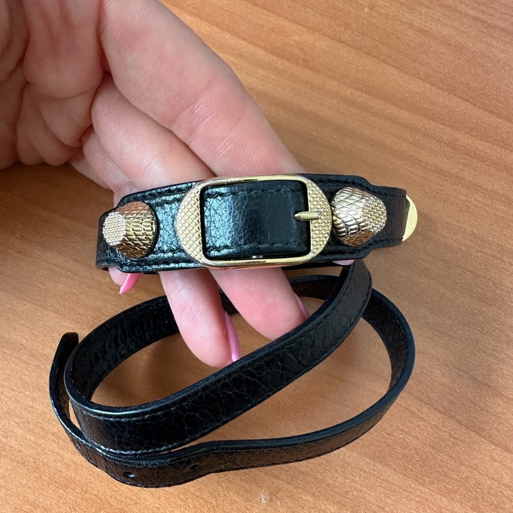 Black Balenciaga Wrap Bracelet with Gold